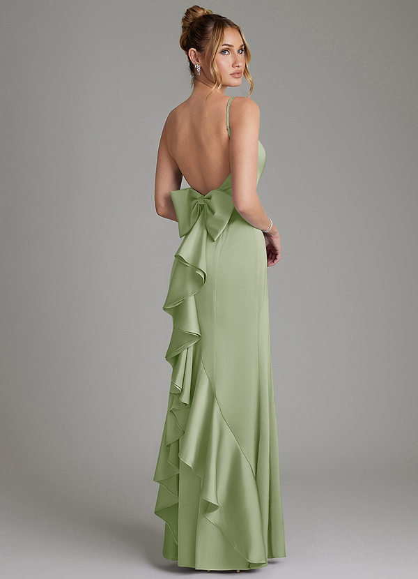 Azazie Zherra Bridesmaid Dresses Dusty Sage Mermaid Bow Stretch Satin Dress image1