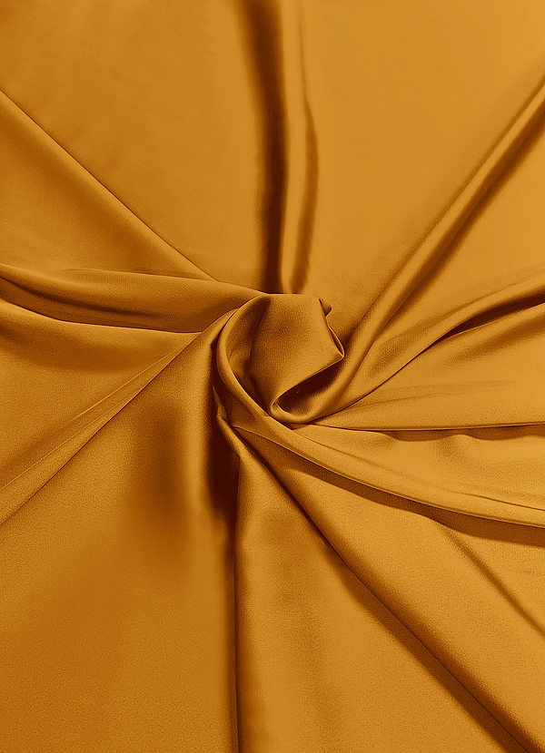 front Azazie Butterscotch Stretch Satin Fabric By the Yard