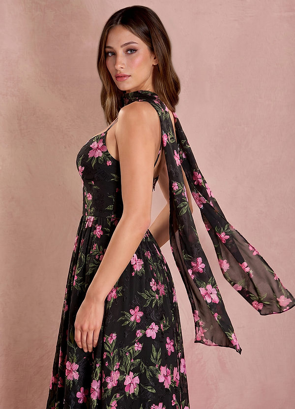 Diora Black Multi Floral Maxi Dress image1