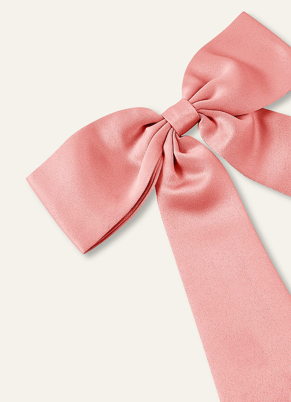 front Matching Color Satin Bow Hair Clip Set 2Pc