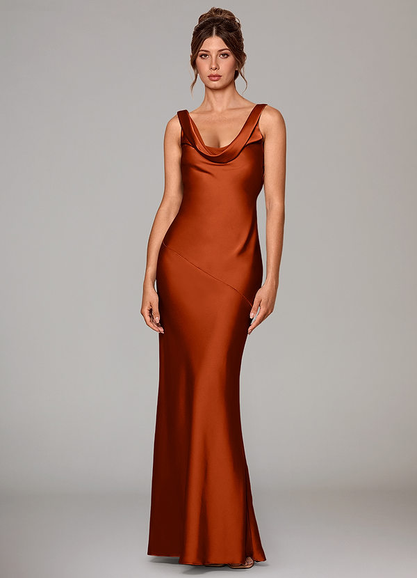 Azazie Rylina Bridesmaid Dresses Paprika Mermaid Stretch Satin Dress image1