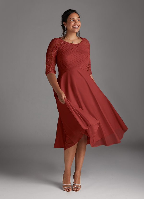 Azazie Gracelyn Mother of the Brides Dresses Rust A-Line Lace Dress image1