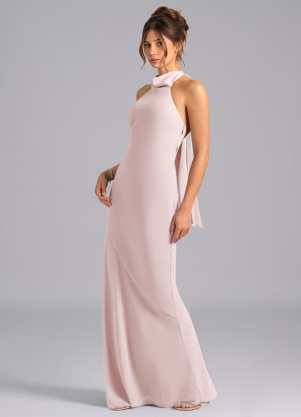 Azazie Velli Bridesmaid Dresses Blushing Pink Mermaid Bow Chiffon Dress image1