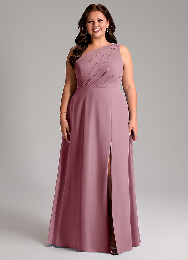 Azazie Phaedra Bridesmaid Dresses Vintage Mauve A-Line One Shoulder Chiffon Dress image1