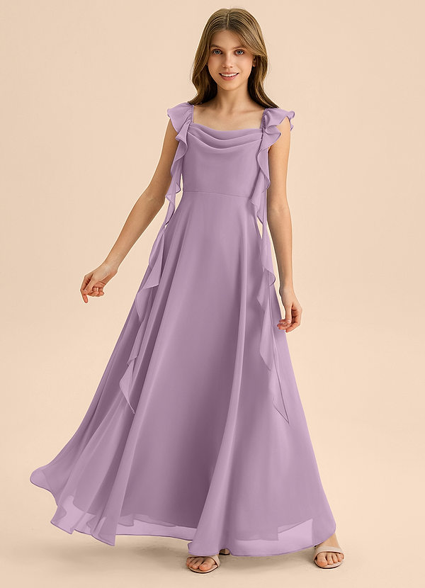 Azazie Carmin Junior Klä av A-Line i Chiffong Rynkad image1