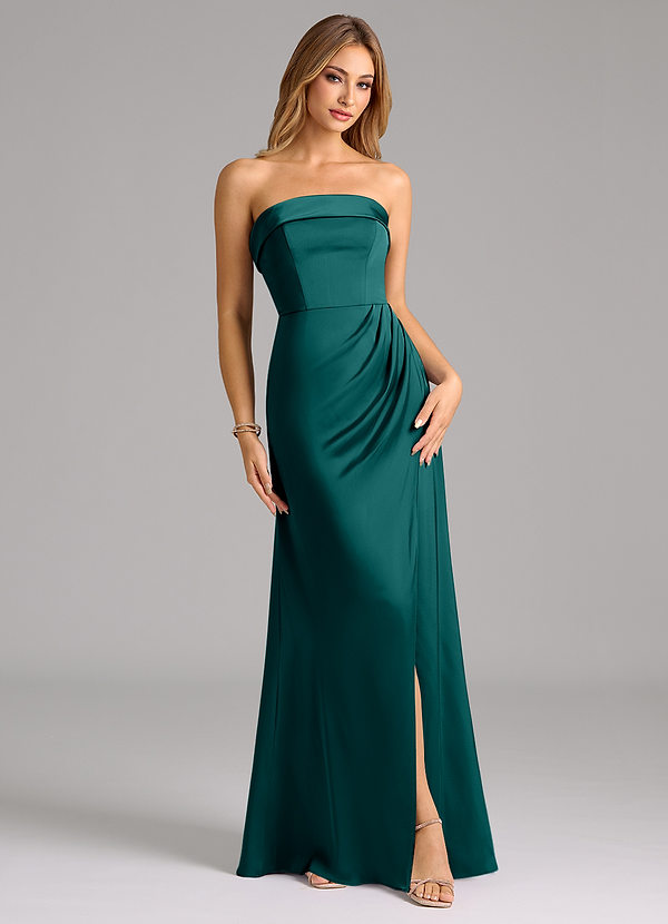 Azazie Aretha Bridesmaid Dresses Peacock A-Line Strapless Stretch Satin Convertible Dress image1