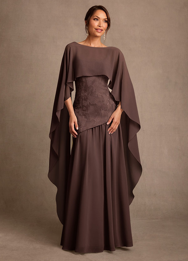 Azazie Flossie Mother of the Brides Dresses Ganache A-Line Pleated Chiffon Dress image1