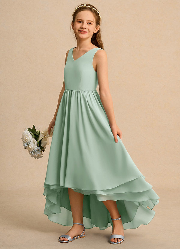 Azazie Kitten Girl Vestidos de Niña de Flores Vestido de Agave de Gasa de Corte En A image1