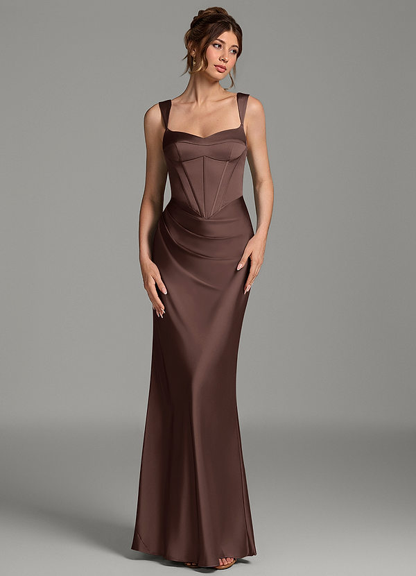 Mela Bridesmaid Dresses Ganache Sheath Corset Stretch Satin Dress image1