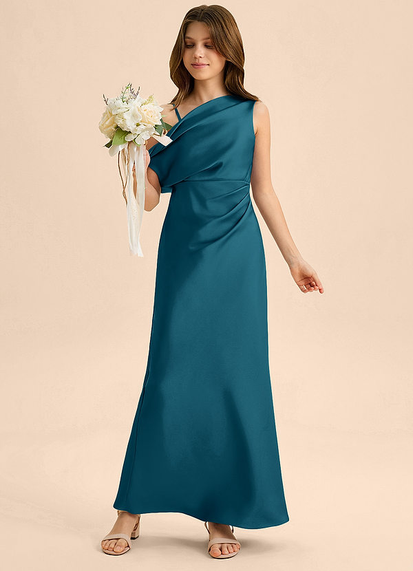 Azazie Emerson Junior Klä av Tubklänning i Stretch Satin Av axeln image1