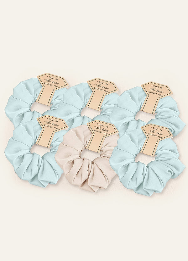 front Matching Color Six-Piece Mixed Color Bridesmaid Stretch Satin Over Size Scrunchie Set