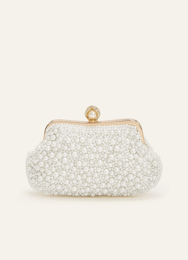 front Pearl Beaded Clutch Bag
