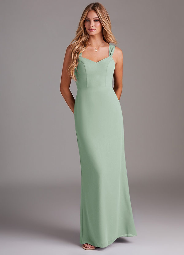 Azazie Denice Vestidos de dama de honor Agave Sheath Pleated Chiffon Dress image1