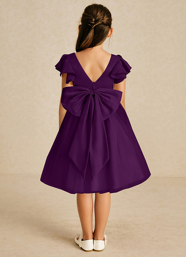 Azazie Kaeya Flower Girl Dresses Grape A-Line Bow Tulle Dress image1