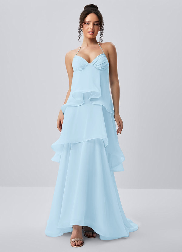 Eliaofen Light Blue Chiffon Ruffles Maxi Dress image1