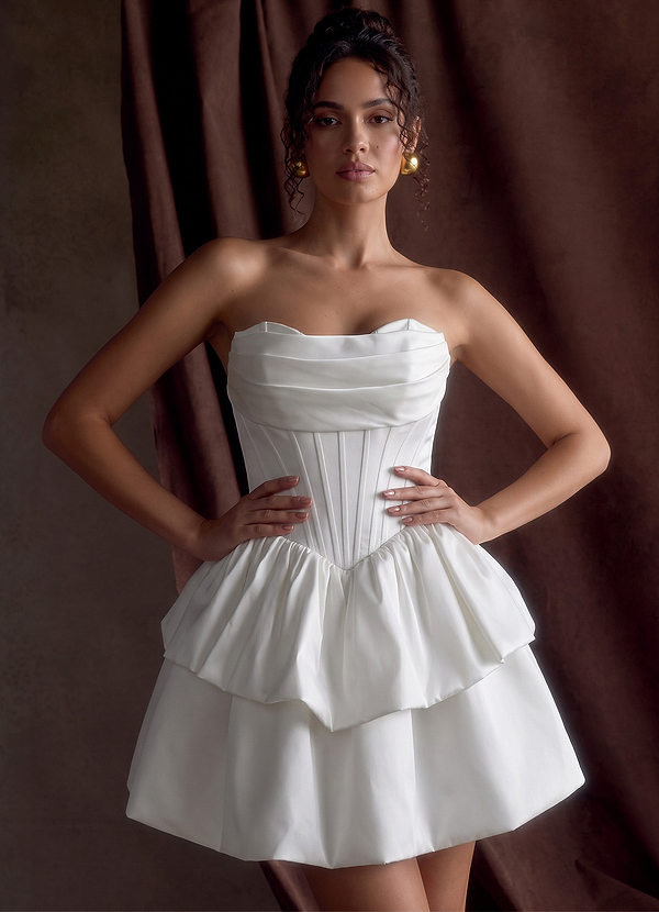 Noelle White Strapless Corset Layered Poplin Mini Dress image1