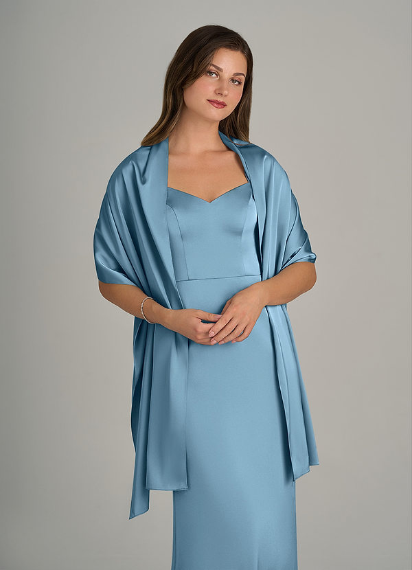 front Azazie Matching Color Ireland Stretch Satin Shawl