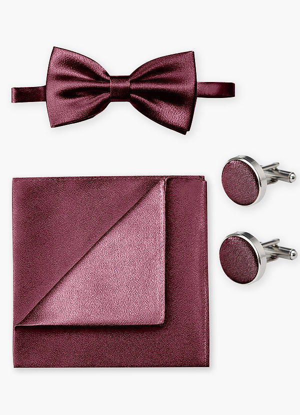 front Ensemble nœud papillon, pochette de costume et boutons de manchette assortis