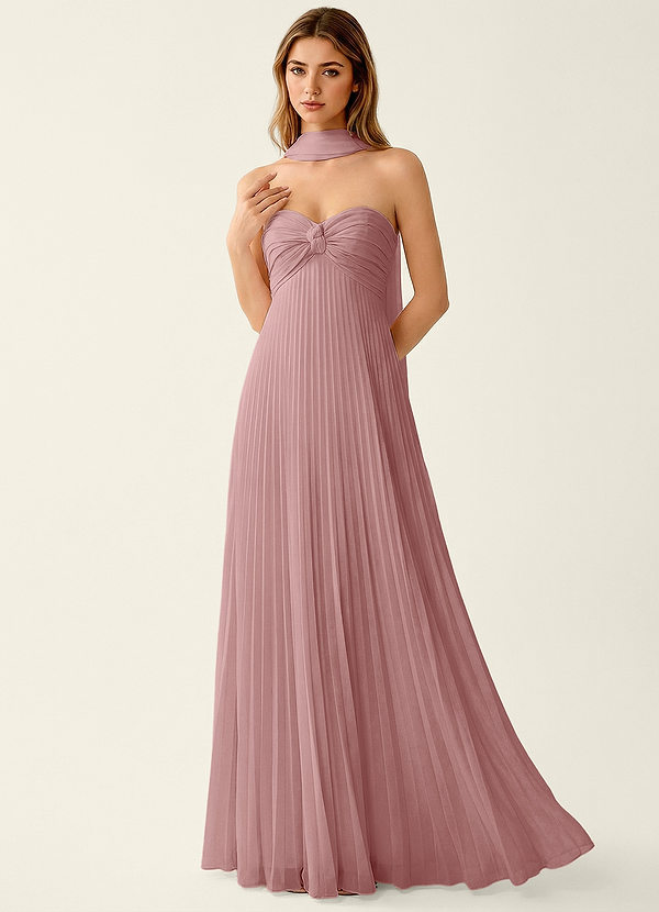 Clementine Light Pink Chiffon 3D Flowers A-line Prom Dress image1