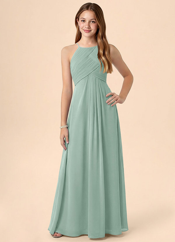 Ginny Junior Agave A-Line Pleated Chiffon Dress image1