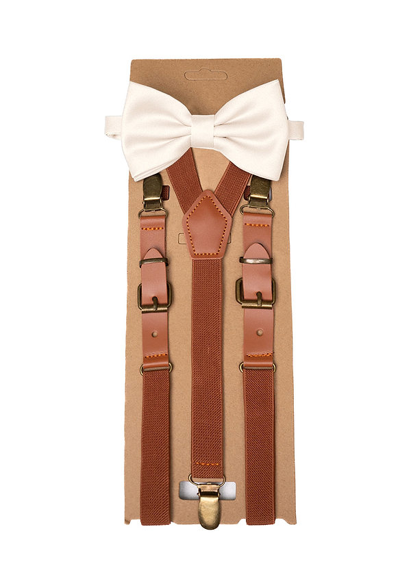front Matching Matte Satin Pre-Tied Bow Tie & Suspenders Set