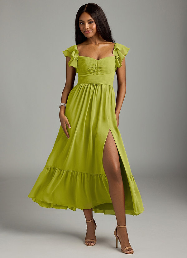 Azazie Anaya Bridesmaid Dresses Lemongrass A-Line Sweetheart Neckline Chiffon Dress image1