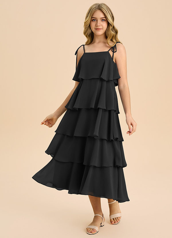 Azazie Shortcake Junior Klä av A-Line i Chiffong Rosett image1