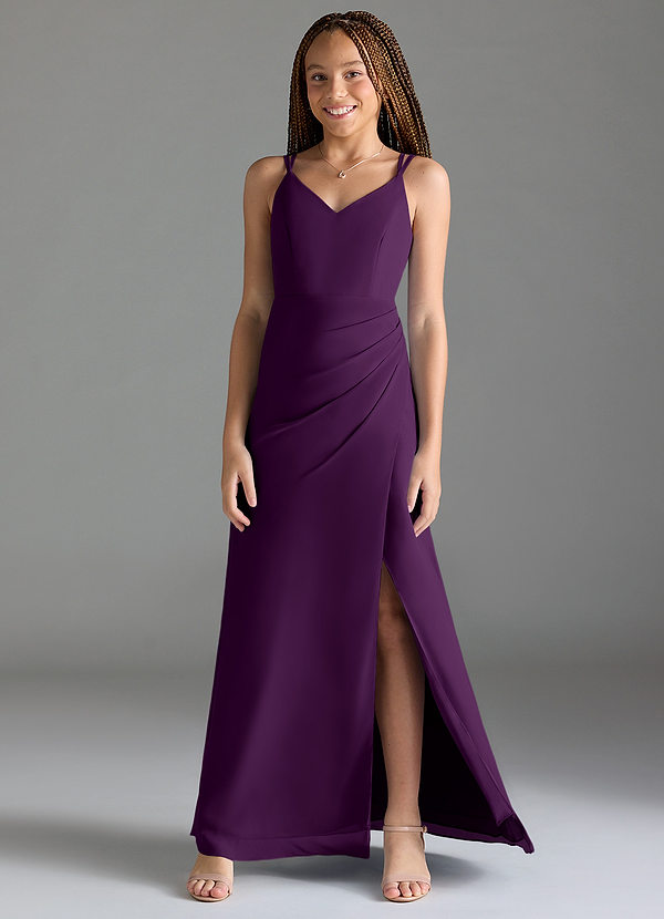 Azazie Leo Junior Grape Mermaid Pleated Chiffon Dress image1