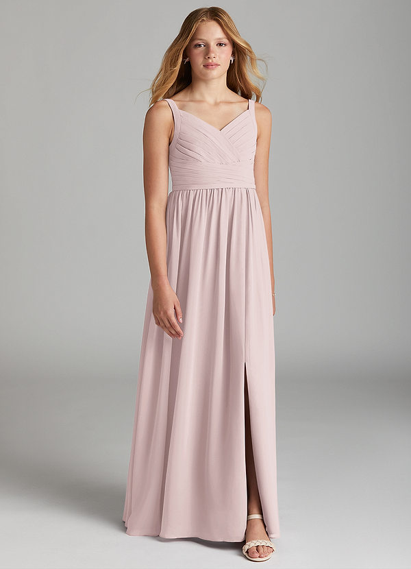 Azazie Chanel Junior Jurk van Chiffon met A-Lijn Sweetheart Halslijn Blozend Roze image1