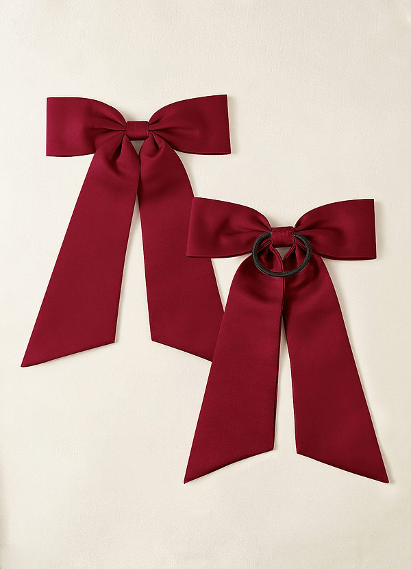 front Matching Color Matte Satin Bow Hair Tie Set