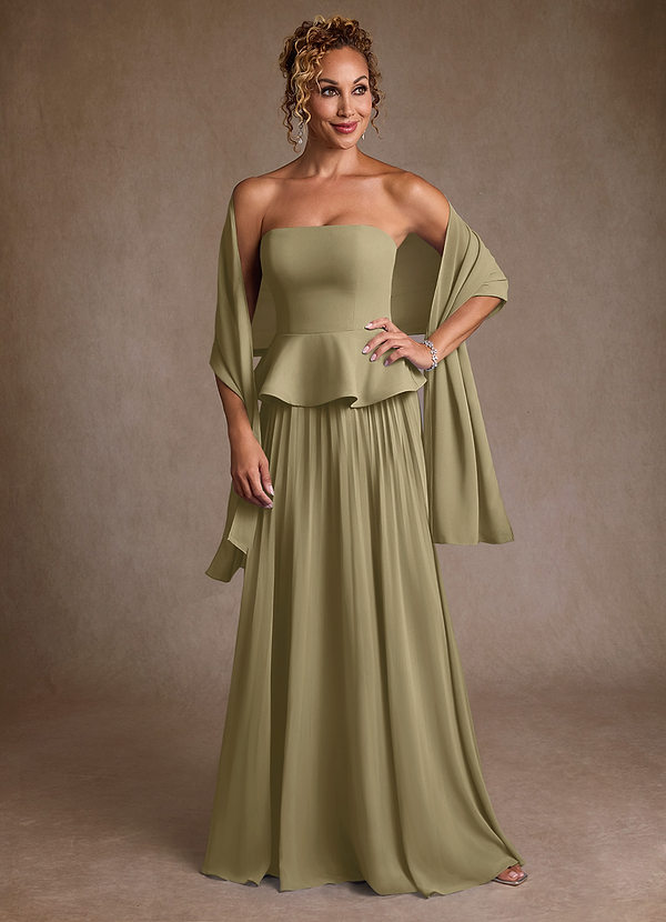 Azazie Josabeth Mother of the Brides Dresses Moss Green A-Line Pleated Chiffon Dress image1