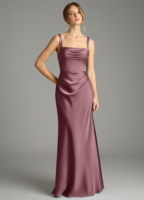 Azazie Alouette Bridesmaid Dresses Amethyst Mermaid Pleated Stretch Satin Dress image1