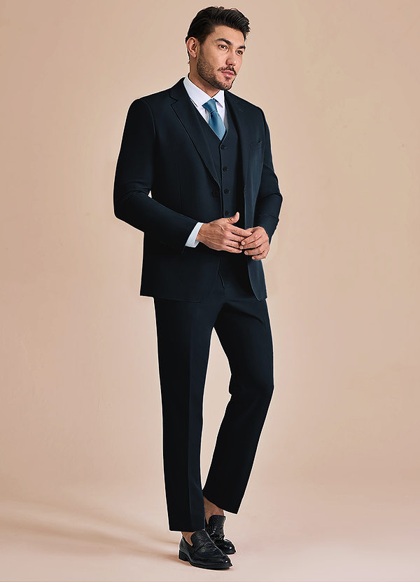 front James Navy Blue Structured Stretch 3-piece suit