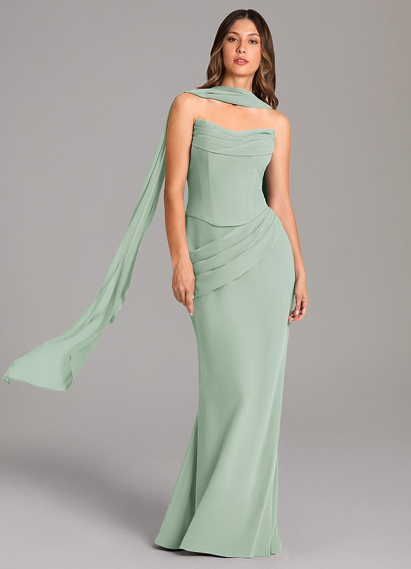 Azazie Sorrel Bridesmaid Dresses Agave Mermaid Corset Chiffon Dress image1
