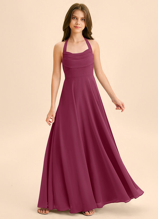 Azazie Kady Junior Mulberry A-Line Sweetheart Neckline Chiffon Dress image1