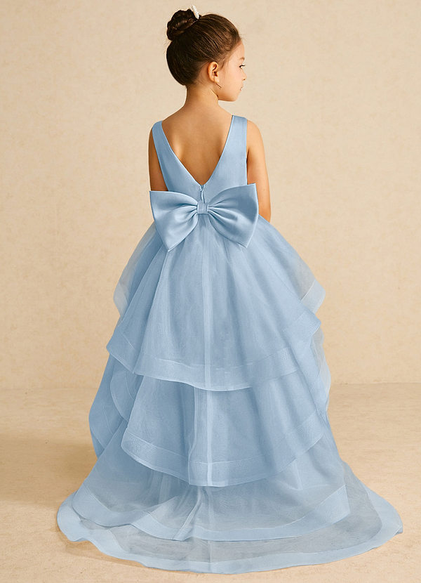 Azazie Pumpkin Flower Girl Dresses Powder Blue A-Line Convertible Tulle Dress image1