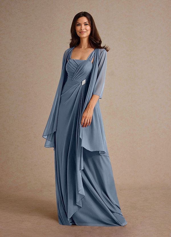 Azazie Clinton Vestidos de Madre de la Novia Vestido de Crepúsculo de Malla de Corte En A con Plisado image1