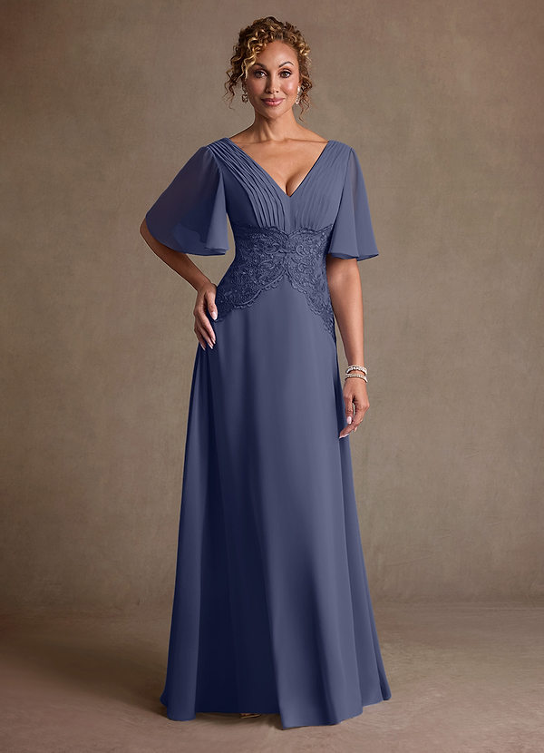 Azazie Milliat Suknie dla Matki Panny Młodej Linia A Koronka Szyfon Długość podłogi Sukienka image1