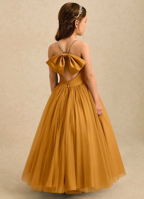 Aurora Flower Girl Dresses Butterscotch A-Line Bow Tulle Dress image1