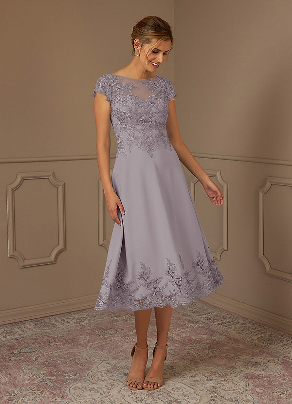 Azazie Terrano Mother of the Bride Dresses A-Line Scoop Lace Lace Midi Length Dress image1