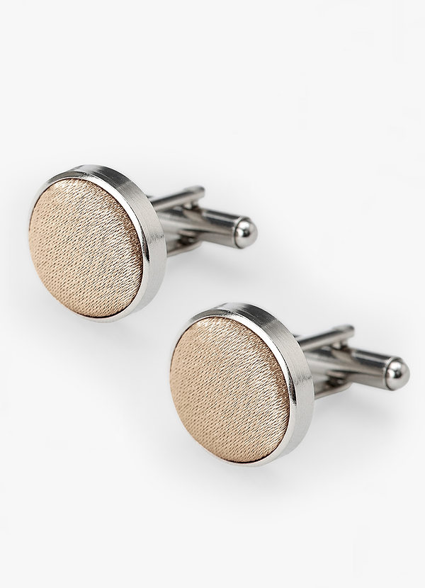 front Rounded Metallic Satin Cuff Links