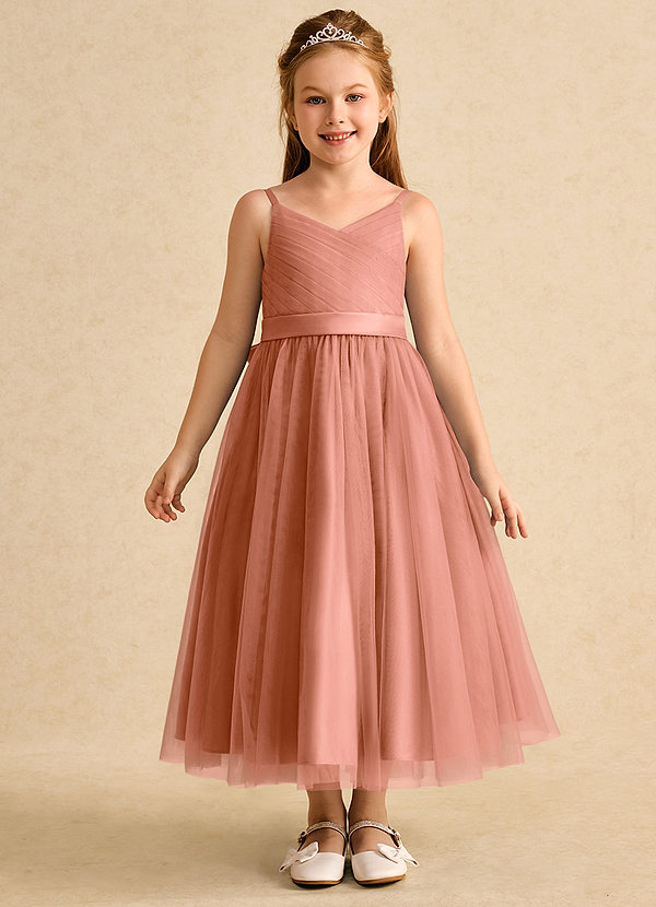Azazie Patootie Vestidos de Niña de Flores Vestido de Mai Tai de Tul de Corte En A con Tirante Espagueti image1