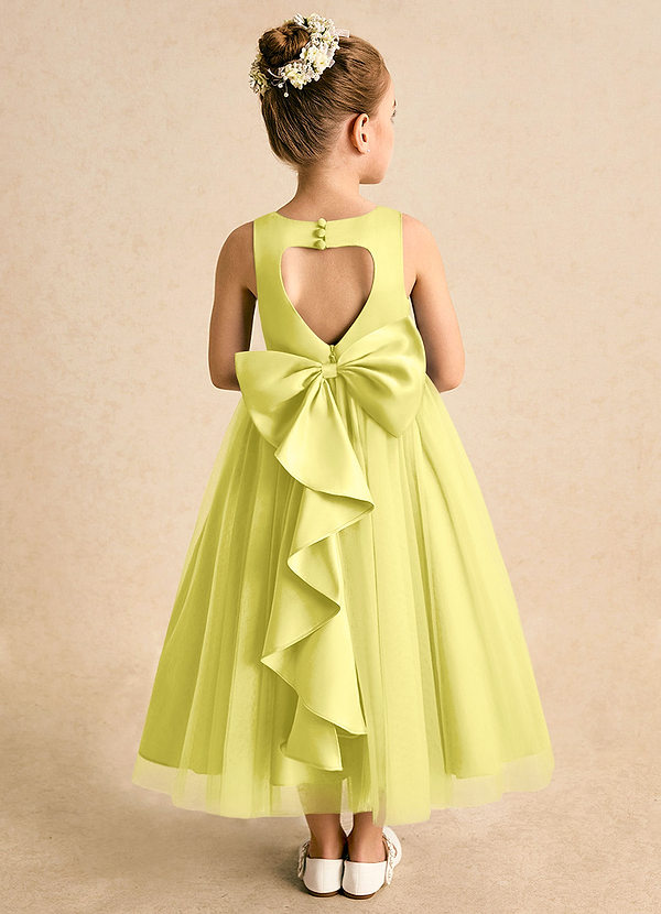 Azazie Solia Abiti da Ragazza di Fiori Abito Principessa in Tulle Fiocco Canarino image1