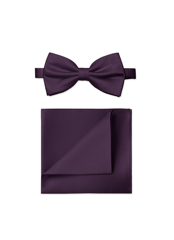 front Ensemble nœud papillon et pochette de costume en satin mat pour hommes