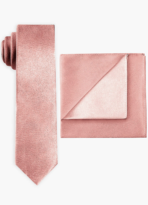 front Metallic Satin Wide Tie and Pocket Square Set