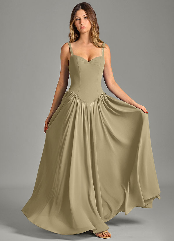 Azazie Evadina Suknie dla druhen Linia A Gorset Szyfon Do ziemi Sukienka image1