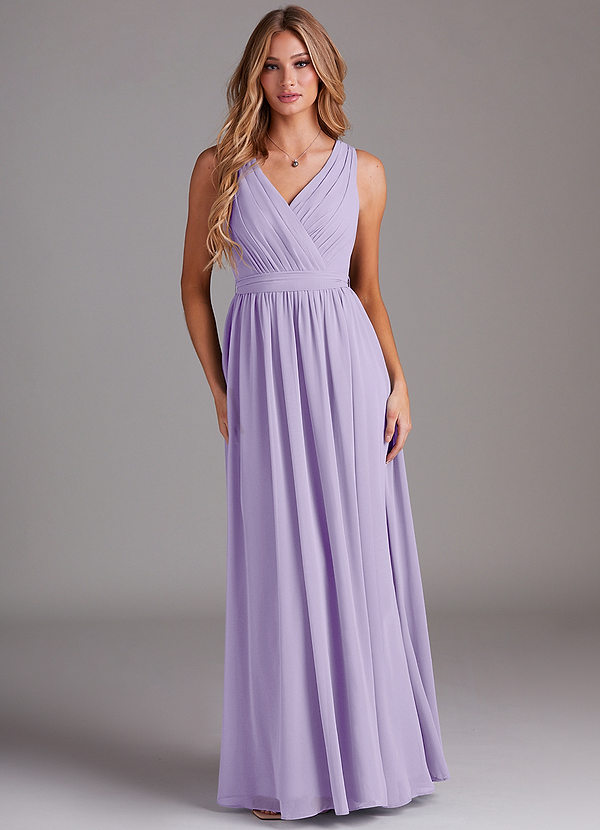 Azazie Kingsley Bridesmaid Dresses Lilac A-Line Lace Chiffon Dress image1