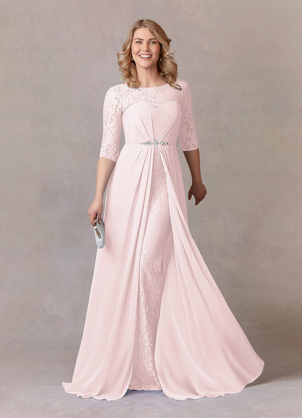 Azazie Leonine Mother of the Bride Dresses A-Line Scoop lace Chiffon Floor-Length Dress image1