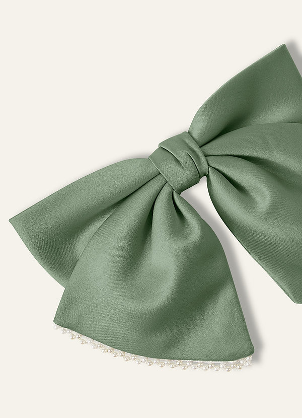 front Matching Color Satin Pearl Bow Hair Clip