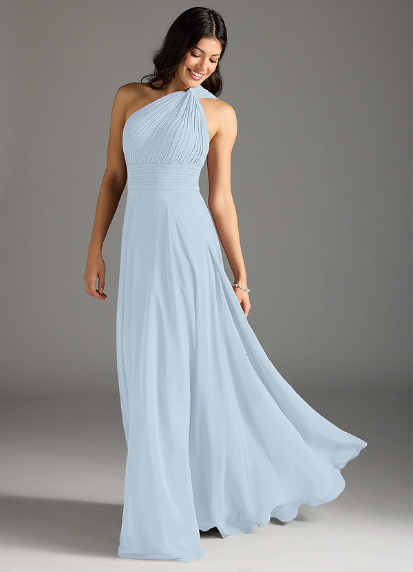 Azazie Charlize Bridesmaid Dresses Mist A-Line One Shoulder Chiffon Dress image1